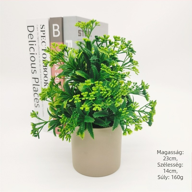 Műanyagból készült zöld növény mini bonsai-stílusú cserepes dekoráció az asztalra