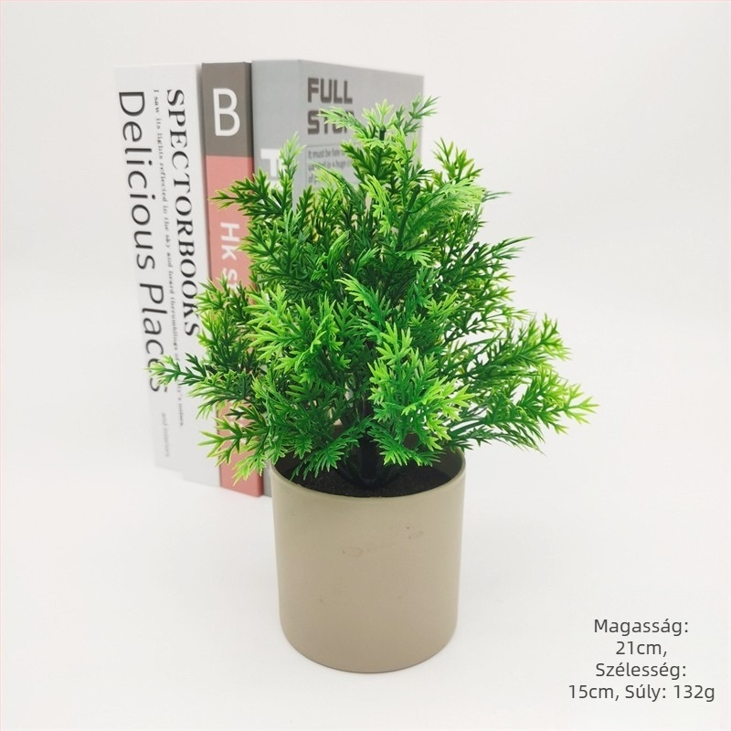Műanyagból készült zöld növény mini bonsai-stílusú cserepes dekoráció az asztalra