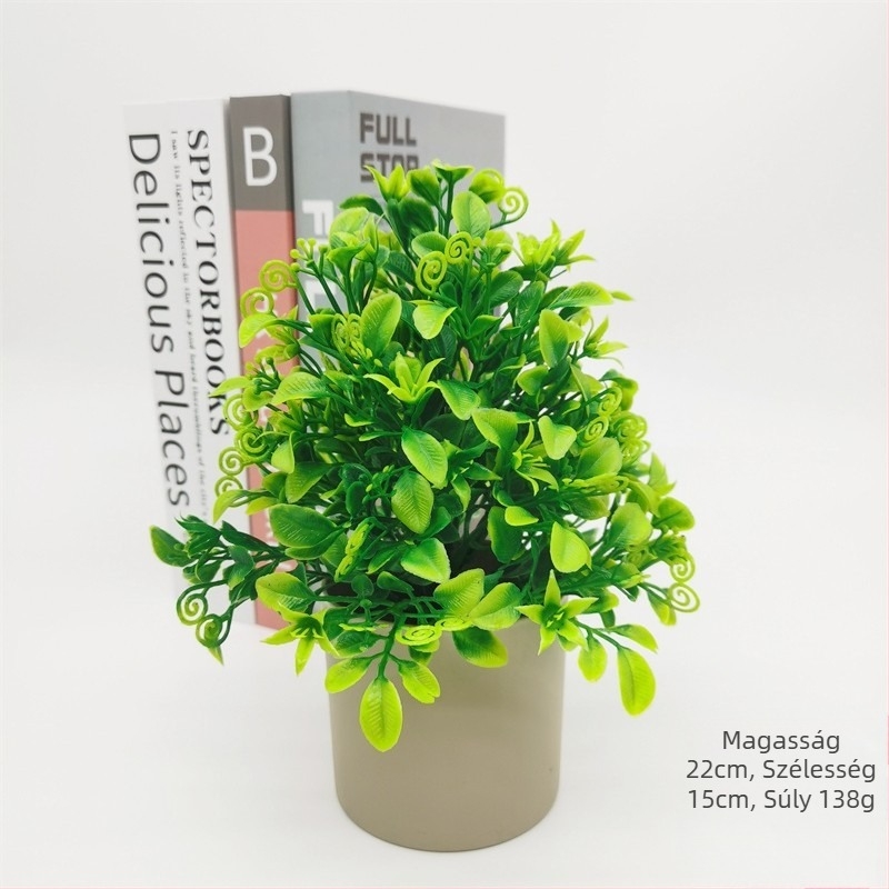 Műanyagból készült zöld növény mini bonsai-stílusú cserepes dekoráció az asztalra