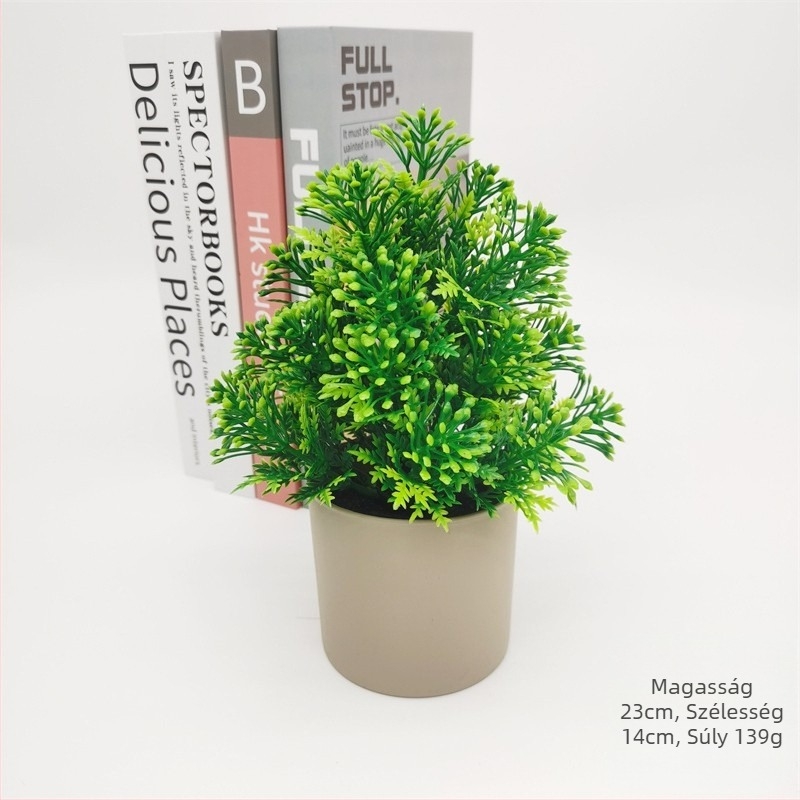 Műanyagból készült zöld növény mini bonsai-stílusú cserepes dekoráció az asztalra