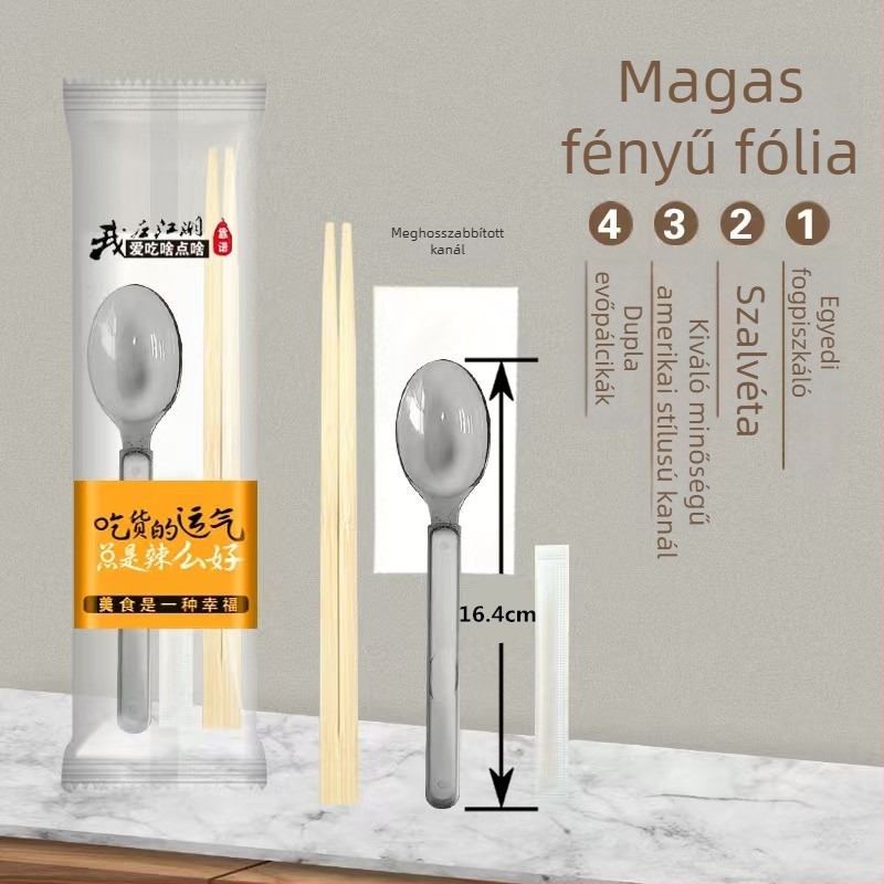 Egyszer használatos bambusz evőpálcikák, egyenként csomagolva vagy nagy tételben, szállodáknak, éttermeknek és gyorséttermeknek.