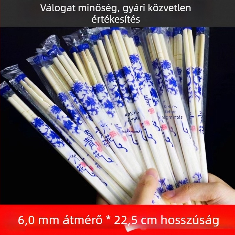 Egyszer használatos bambusz evőpálcikák, egyenként csomagolva vagy nagy tételben, szállodáknak, éttermeknek és gyorséttermeknek.
