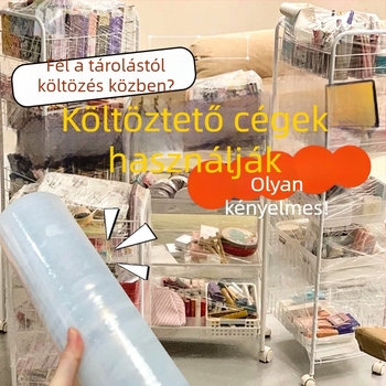 50 cm-es stretch fólia ipari és kereskedelmi csomagoláshoz, védő PE műanyag fólia, kis tekercs