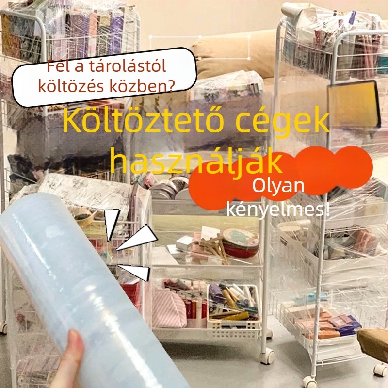 50 cm-es stretch fólia ipari és kereskedelmi csomagoláshoz, védő PE műanyag fólia, kis tekercs