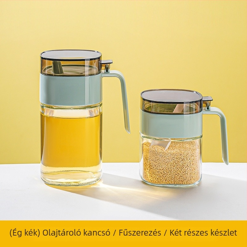 Chu Xiaomeng konyhai üveg olajhoz – fűszertartó, szójaszósz és ecet üveg, fedéllel történő tárolás, cseppmentes