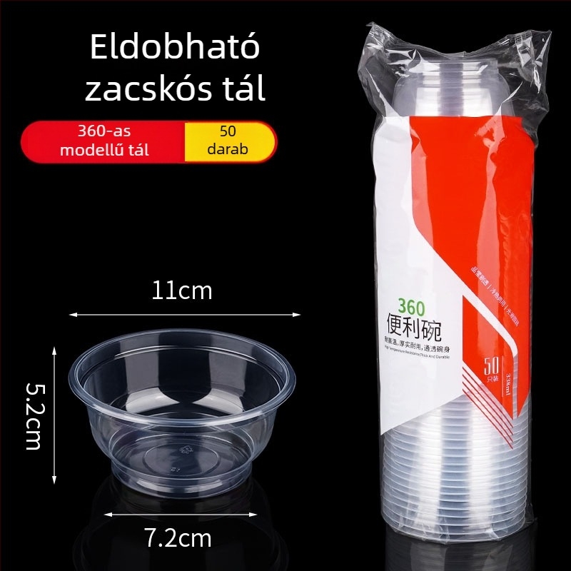 Egyszer használatos, átlátszó vastag műanyag tálak, 360-as típus, 20 darabos csomag, otthoni használatra és szabadtéri rendezvényekhez