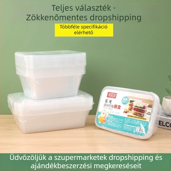 Egyszer használatos műanyag ételhordó – kerek tál ebédhez, átlátszó fedővel