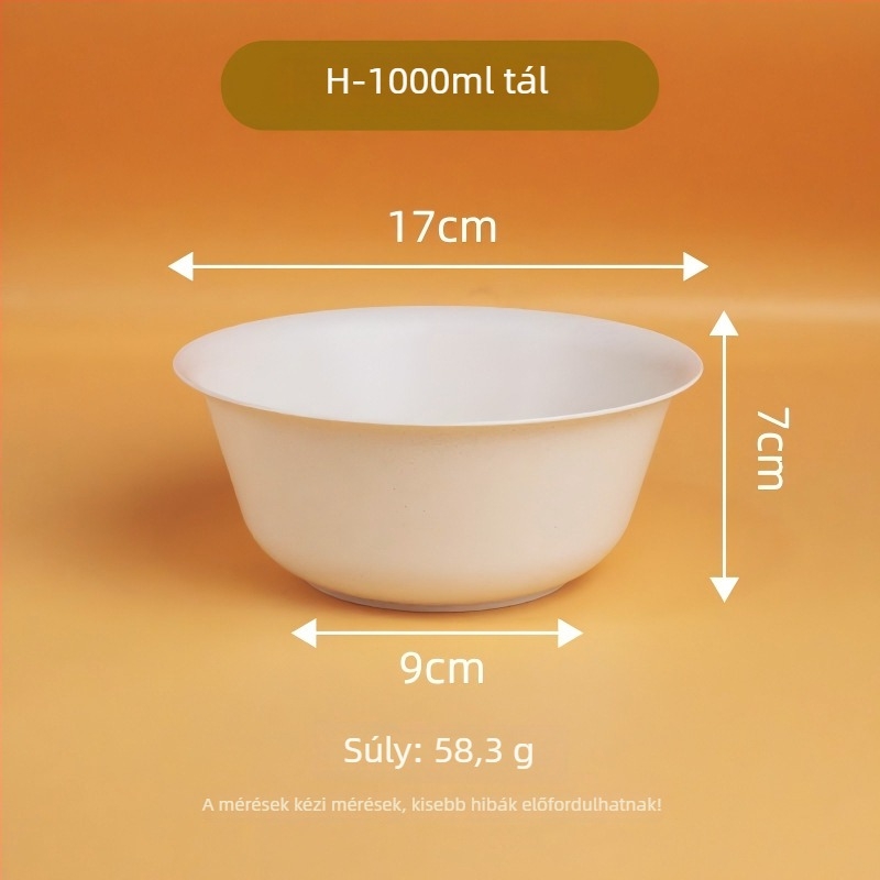 Egyedhasználatos rizshéjból készült tál, 350 ml, vastag falú, leveshez alkalmas