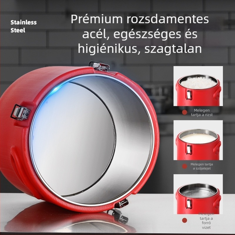 PE szigetelt vödör, nagy kapacitású (6 L), otthoni használatra, hosszú ideig megtartja a melegét levesekhez és főzelékhez, kantin ételtartó, lábfürdő vödör, utcai értékesítéshez alkalmas