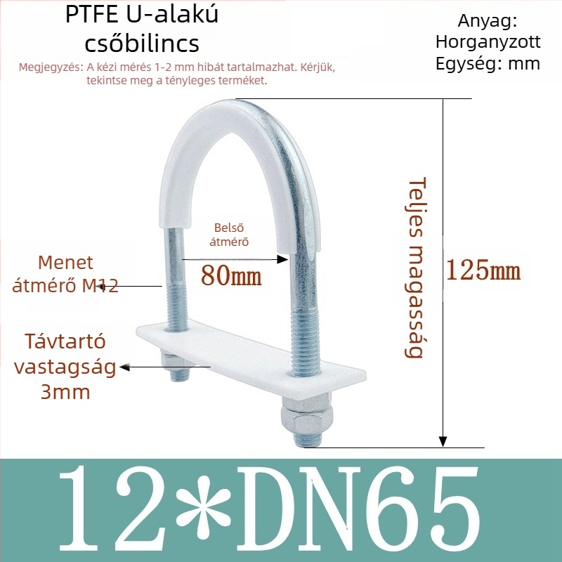 PTFE galvanizált U-alakú csőbilincs tengeri alkalmazásokhoz belső bevonattal