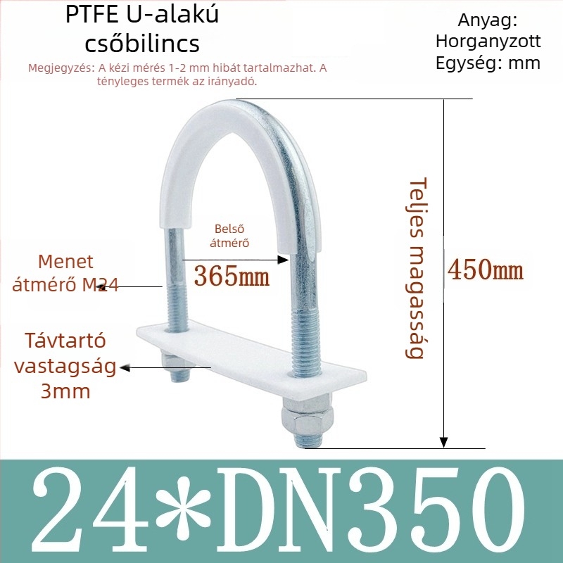 PTFE galvanizált U-alakú csőbilincs tengeri alkalmazásokhoz belső bevonattal