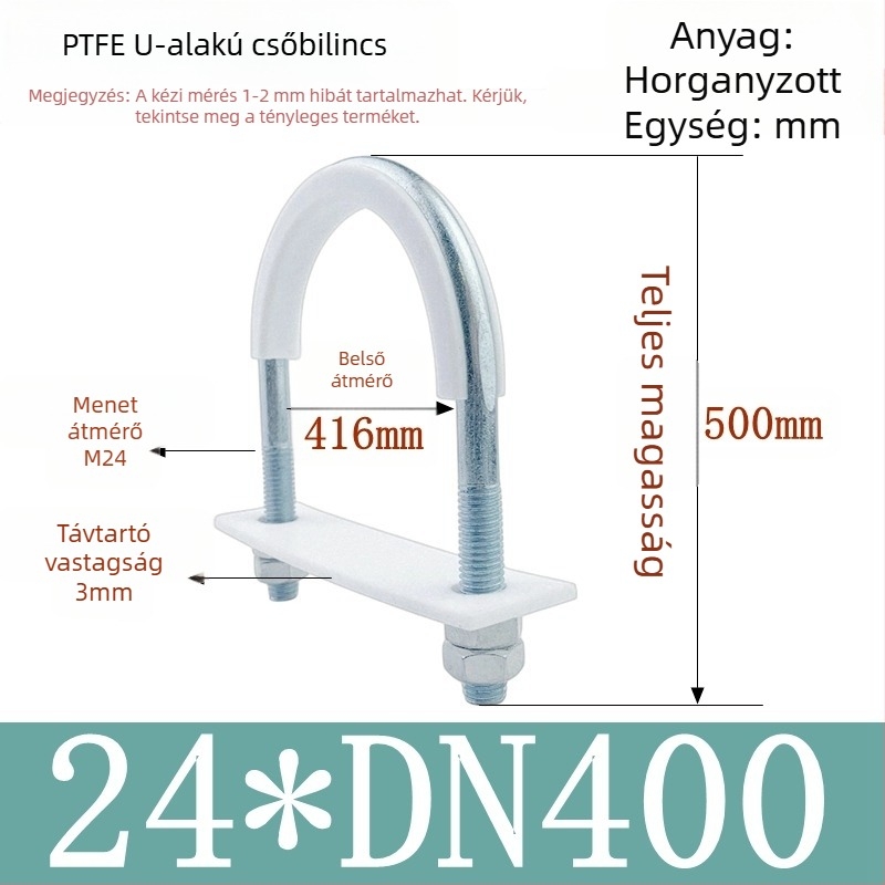 PTFE galvanizált U-alakú csőbilincs tengeri alkalmazásokhoz belső bevonattal