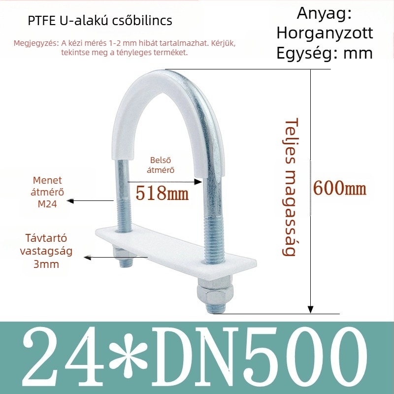 PTFE galvanizált U-alakú csőbilincs tengeri alkalmazásokhoz belső bevonattal
