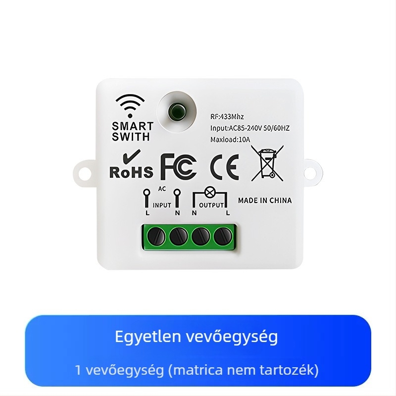 Vezeték nélküli távirányítós kapcsoló modul otthoni világítás vezérléséhez, telepítés vezeték nélkül