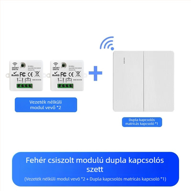 Vezeték nélküli távirányítós kapcsoló modul otthoni világítás vezérléséhez, telepítés vezeték nélkül