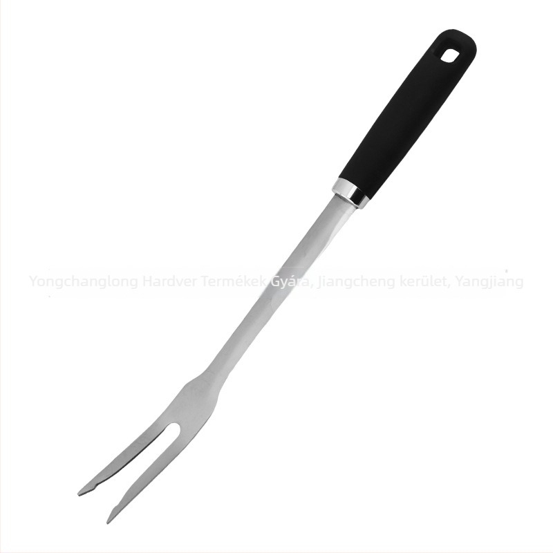 Vastagított rozsdamentes acél spatula készlet hőálló műanyag nyéllel, tartalmaz leveskanalat és lyukas kanalat