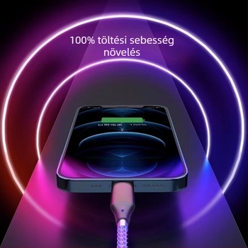 6A PD gyorstöltéses, színes RGB USB-C adatkábel három az egyben csatlakozóval
