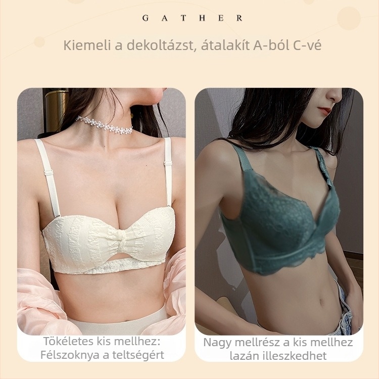 Csipkés vezeték nélküli melltartó kis mellkasúhoz, félkosár, felső tartás, kényelmes és szexi