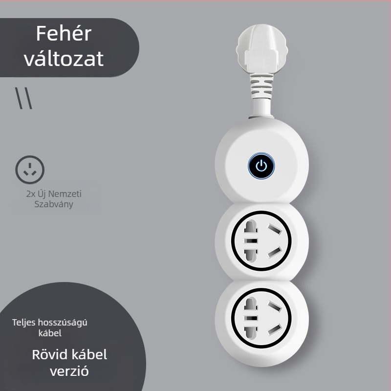 Több dugaszolóval ellátott hosszú vezetékes elosztó, ideális kollégiumokba és otthonra