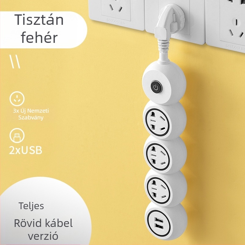 Több dugaszolóval ellátott hosszú vezetékes elosztó, ideális kollégiumokba és otthonra