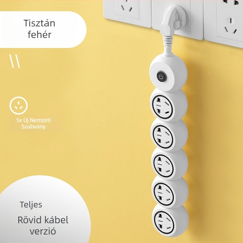 Több dugaszolóval ellátott hosszú vezetékes elosztó, ideális kollégiumokba és otthonra