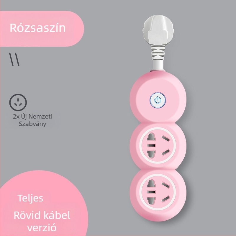 Több dugaszolóval ellátott hosszú vezetékes elosztó, ideális kollégiumokba és otthonra