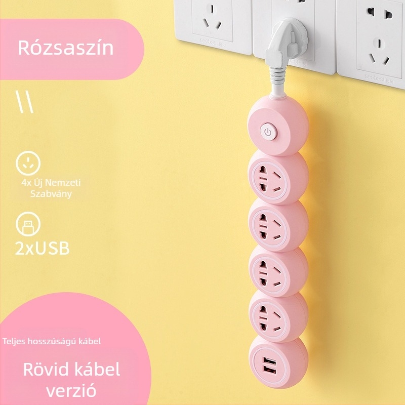 Több dugaszolóval ellátott hosszú vezetékes elosztó, ideális kollégiumokba és otthonra