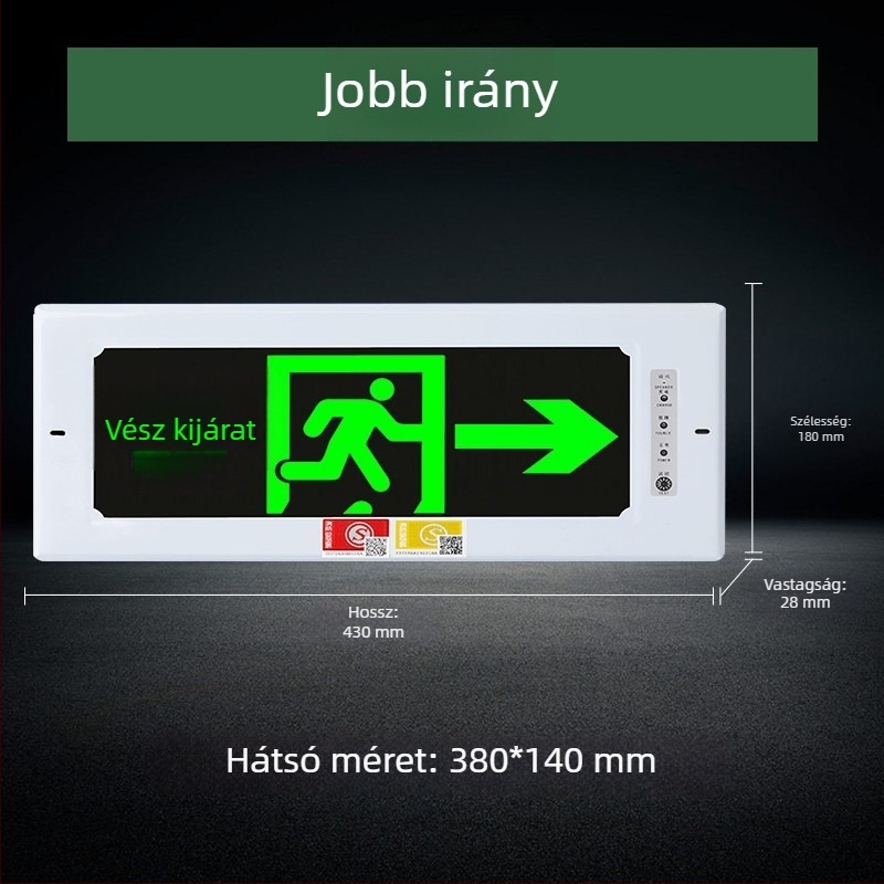 Beépített LED tűzvédelmi vészvilágítás, biztonságos kijárat jelző és evakuációs út jelzőfény (rejtett szerelés)