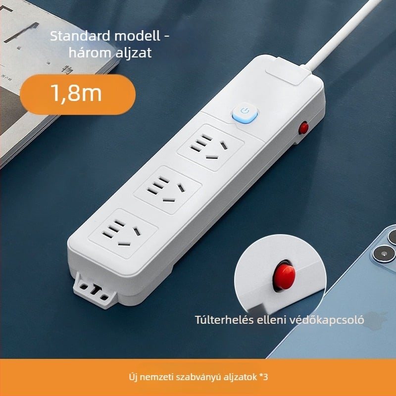 Intelligens hosszú kábelű, többaljzatos USB töltéssel és PD-s kapcsoló tápegységgel