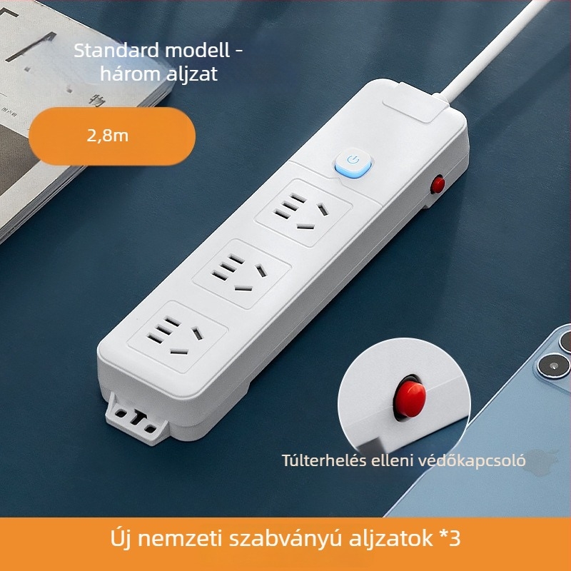 Intelligens hosszú kábelű, többaljzatos USB töltéssel és PD-s kapcsoló tápegységgel