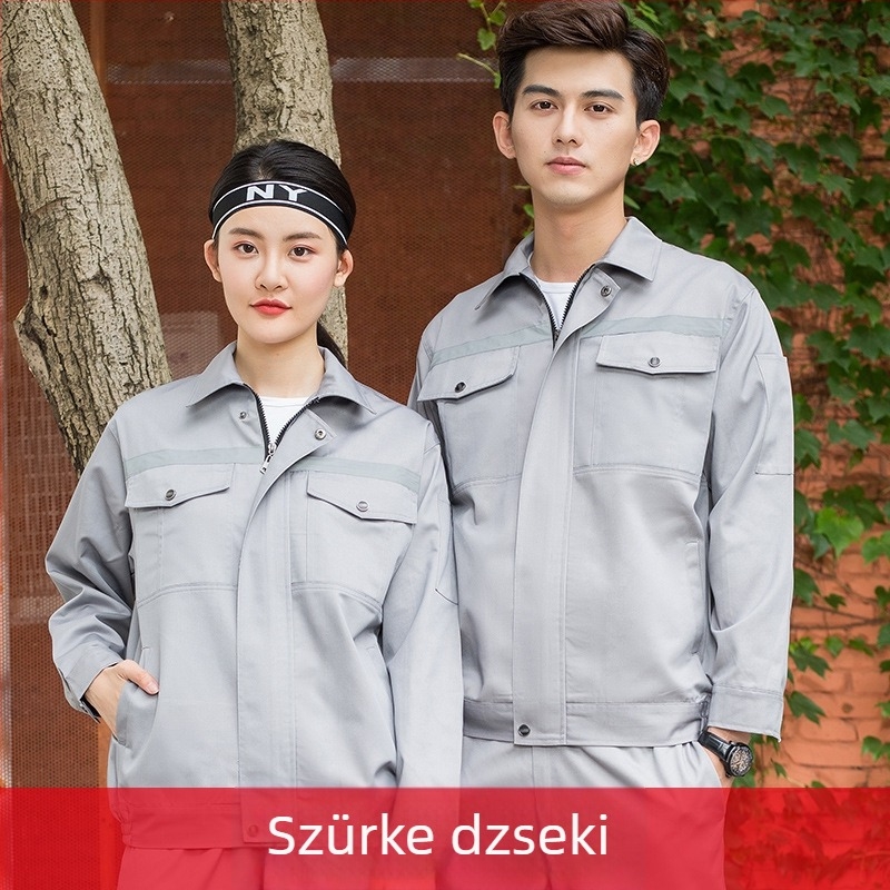 Férfi tavasz–ősz hosszú ujjú munkaruha szett fényvisszaverő csíkokkal, kopásálló autó- és javító munkaruha
