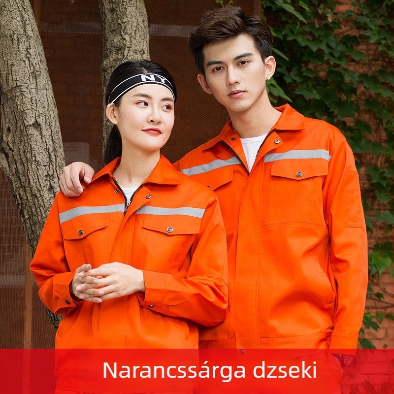 Férfi tavasz–ősz hosszú ujjú munkaruha szett fényvisszaverő csíkokkal, kopásálló autó- és javító munkaruha