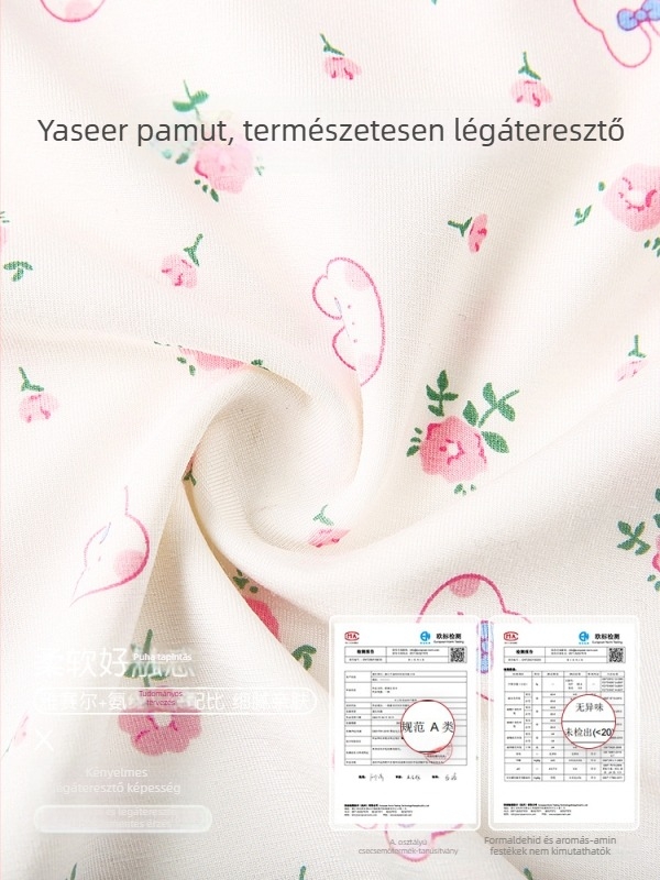 J125 Designer nyári gyerekeknek tervezett lélegző rövid ujjú pizsama aranyos nyuszi mintával - Yassel, otthoni viselet lányoknak