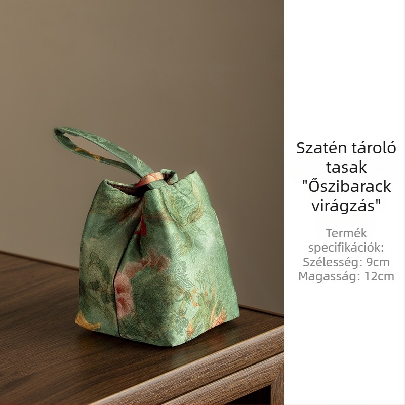 Felhőmintás szövetből készült utazási teáskészlet-táska belső párnázott teáskanna-zsebbel, luxus anyagú ékszer-szervező