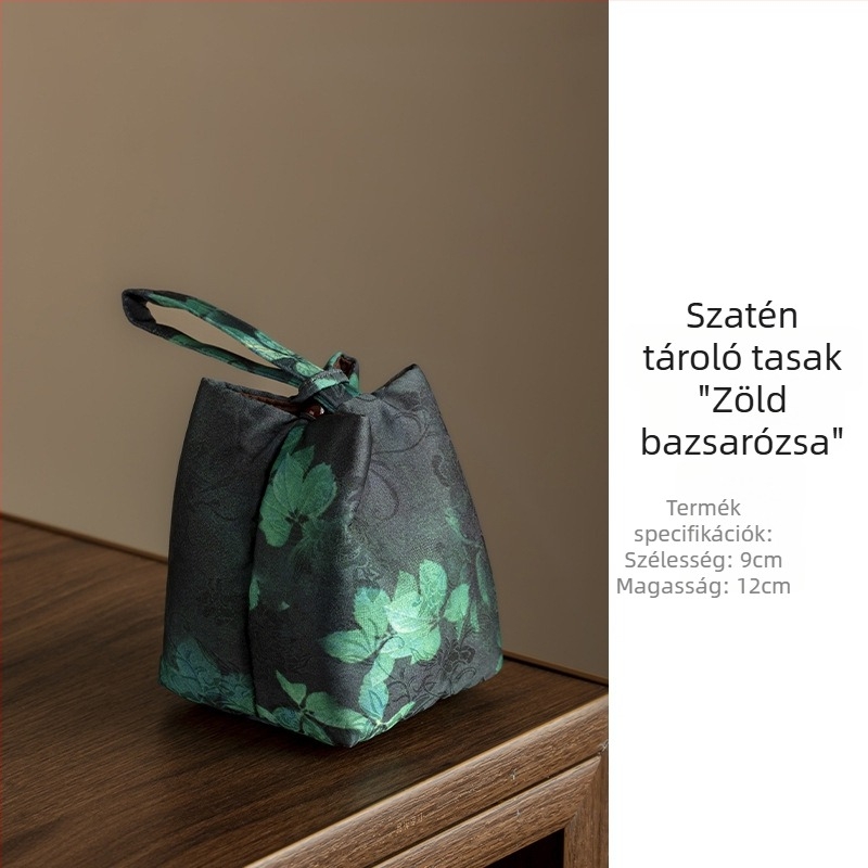 Felhőmintás szövetből készült utazási teáskészlet-táska belső párnázott teáskanna-zsebbel, luxus anyagú ékszer-szervező