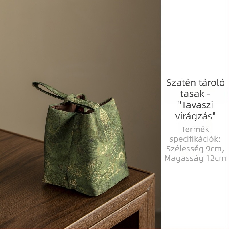 Felhőmintás szövetből készült utazási teáskészlet-táska belső párnázott teáskanna-zsebbel, luxus anyagú ékszer-szervező