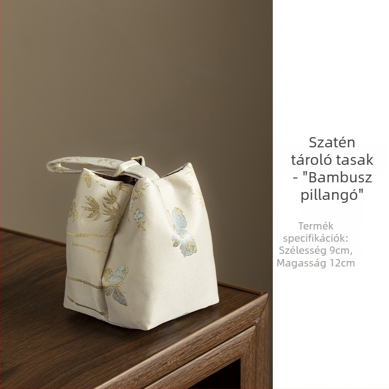 Felhőmintás szövetből készült utazási teáskészlet-táska belső párnázott teáskanna-zsebbel, luxus anyagú ékszer-szervező