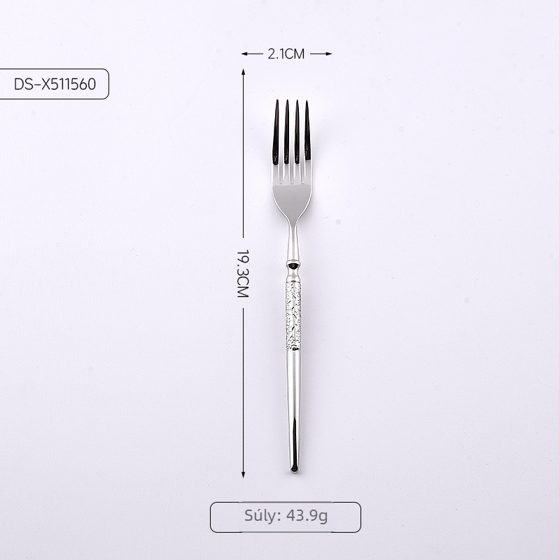 Kreatív 304 rozsdamentes acél nyugati evőeszközök kalapált mintával, csillag-diamant mintázattal: steak kés, villa, kanál és desszertkanál