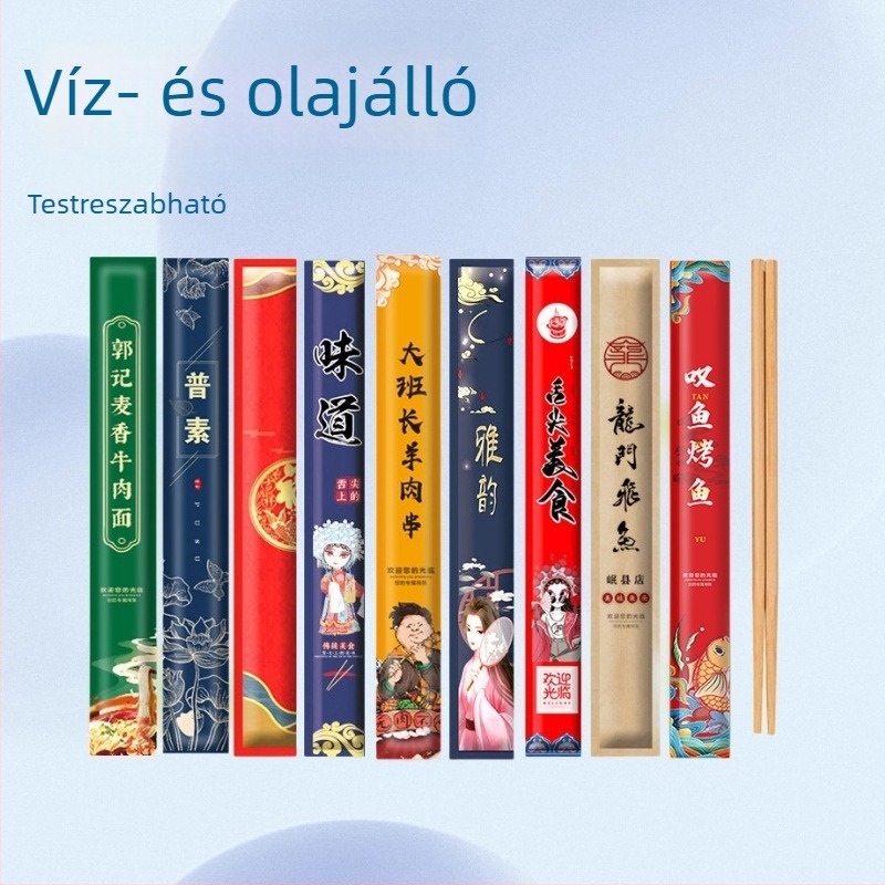 Egyszer használatos bambusz evőpálcikák kiváló minőségű logónyomással, karbonizált felülettel, egyenként csomagolva éttermeknek és házhoz szállításhoz, barbecue és hot pot