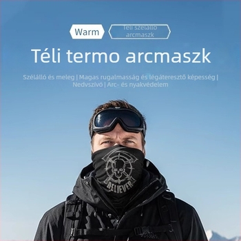 Őszi–téli kültéri maszk kempinghez, hegymászáshoz, síeléshez és kerékpározáshoz, uniszex, fleece-betétes meleg arc- és nyakvédő