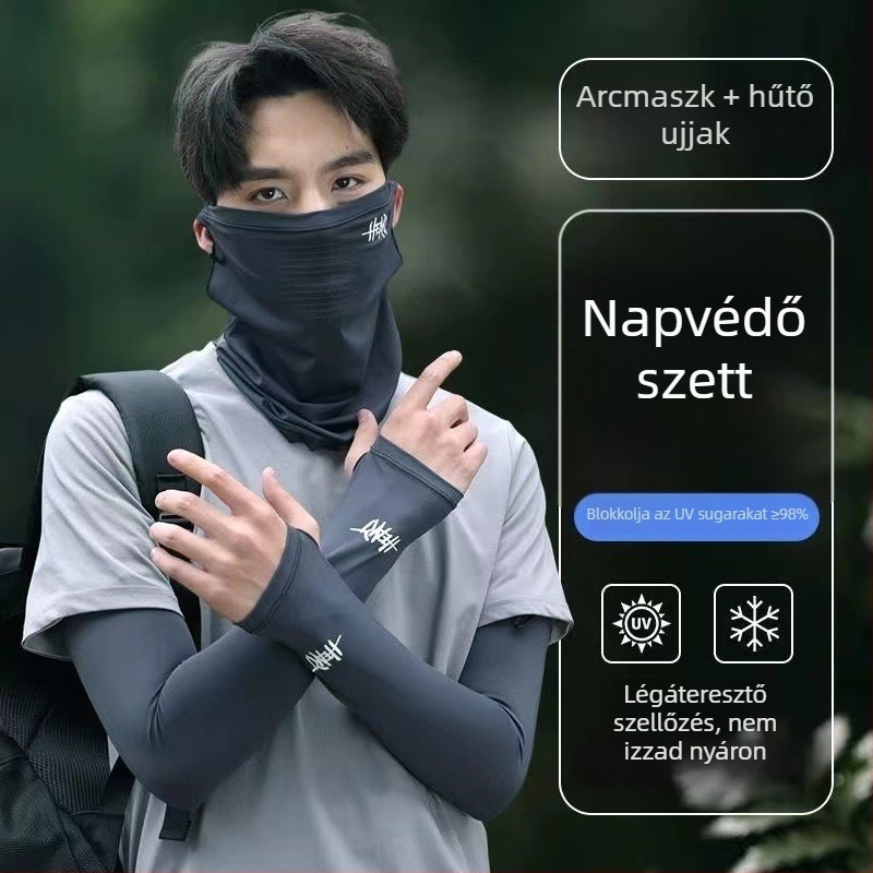 Napvédő nyakmaszk jégselyem anyagból, légáteresztő, UV-védelem, nyári szabadtéri biciklizéshez és horgászathoz