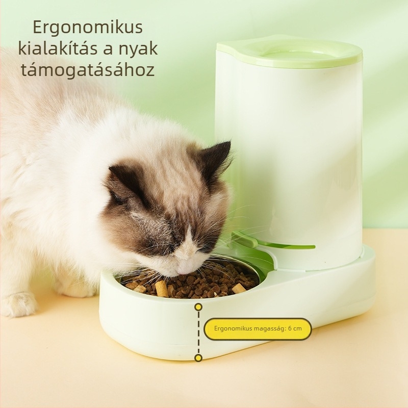 Automata etető- és itató készülék macskáknak és kutyáknak, csúszásmentes tálakkal és nagy kapacitású etetőtál