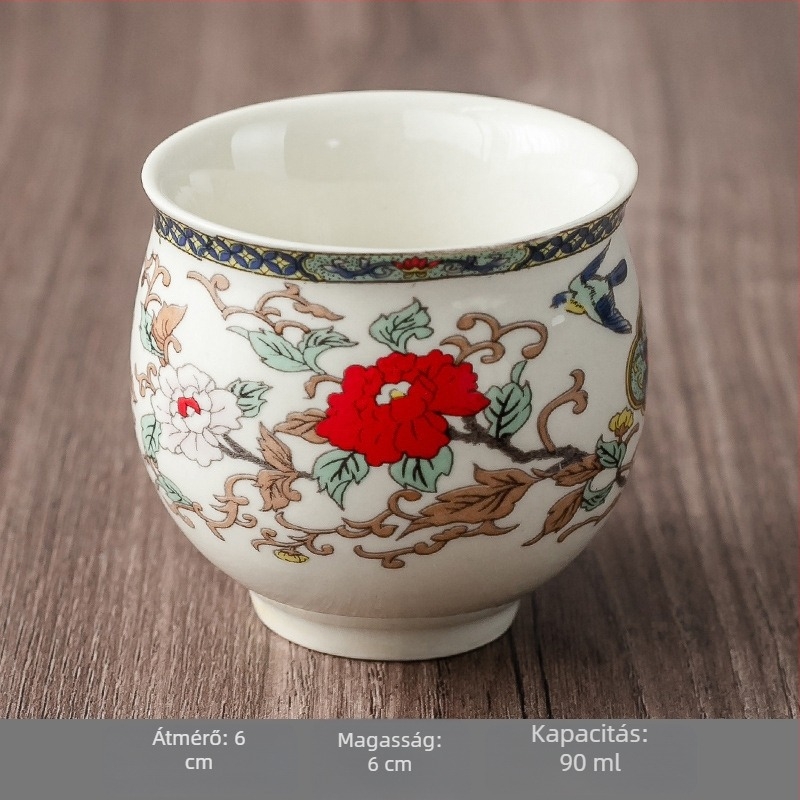 Kék-fehér porcelán Kung Fu tea készlet hat kóstolócsészével és egy tálalócsészével