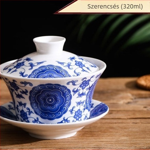 Fedéllel ellátott kerámia teás pohár, nyolc kincses teához, nagy kapacitású, fehér porcelán teás- és kávéscsésze