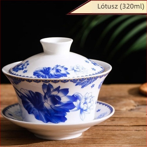 Fedéllel ellátott kerámia teás pohár, nyolc kincses teához, nagy kapacitású, fehér porcelán teás- és kávéscsésze