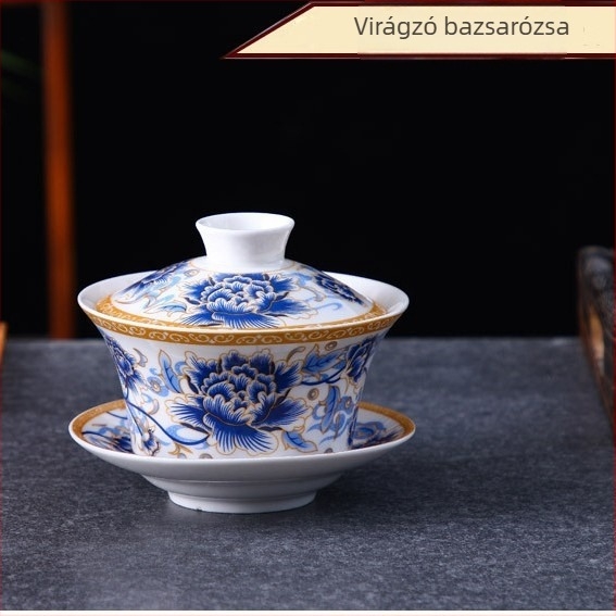 Fedéllel ellátott kerámia teás pohár, nyolc kincses teához, nagy kapacitású, fehér porcelán teás- és kávéscsésze