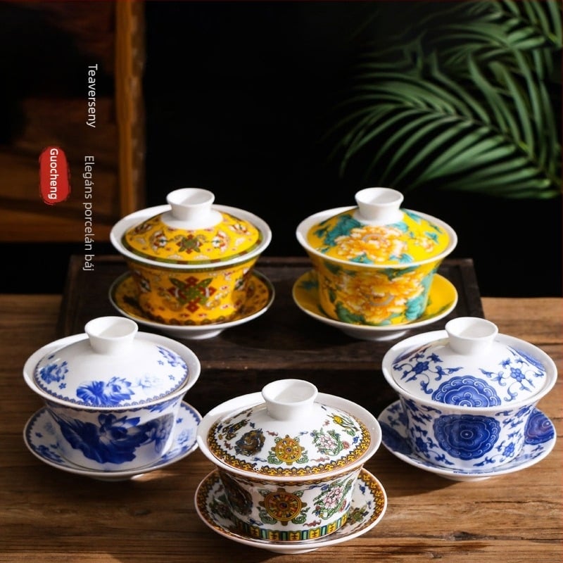 Fedéllel ellátott kerámia teás pohár, nyolc kincses teához, nagy kapacitású, fehér porcelán teás- és kávéscsésze