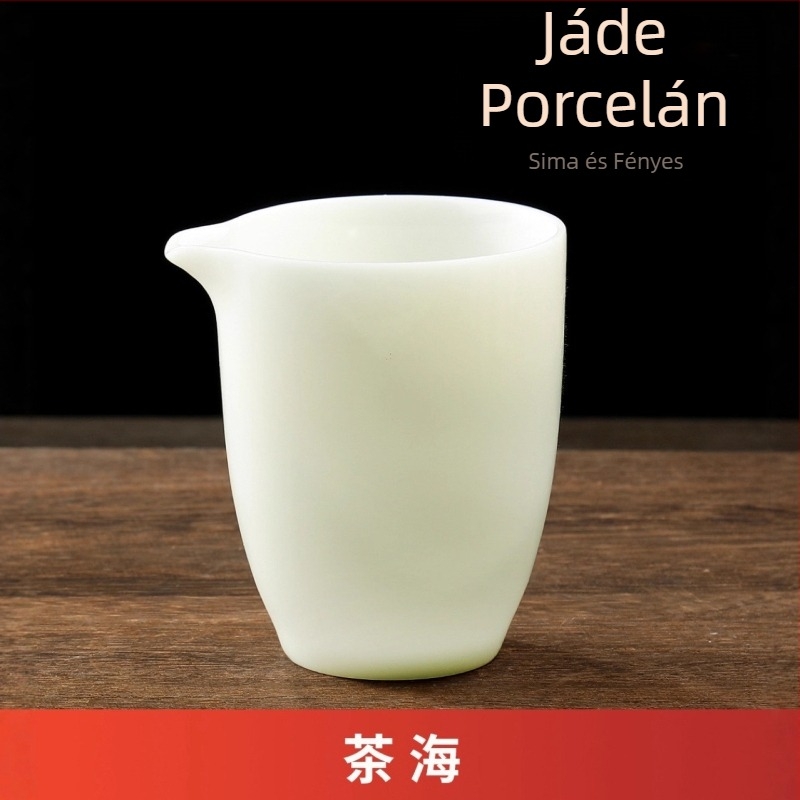 Jégfehér porcelán Gongfu teáskészlet, háromrészes fedeles tál