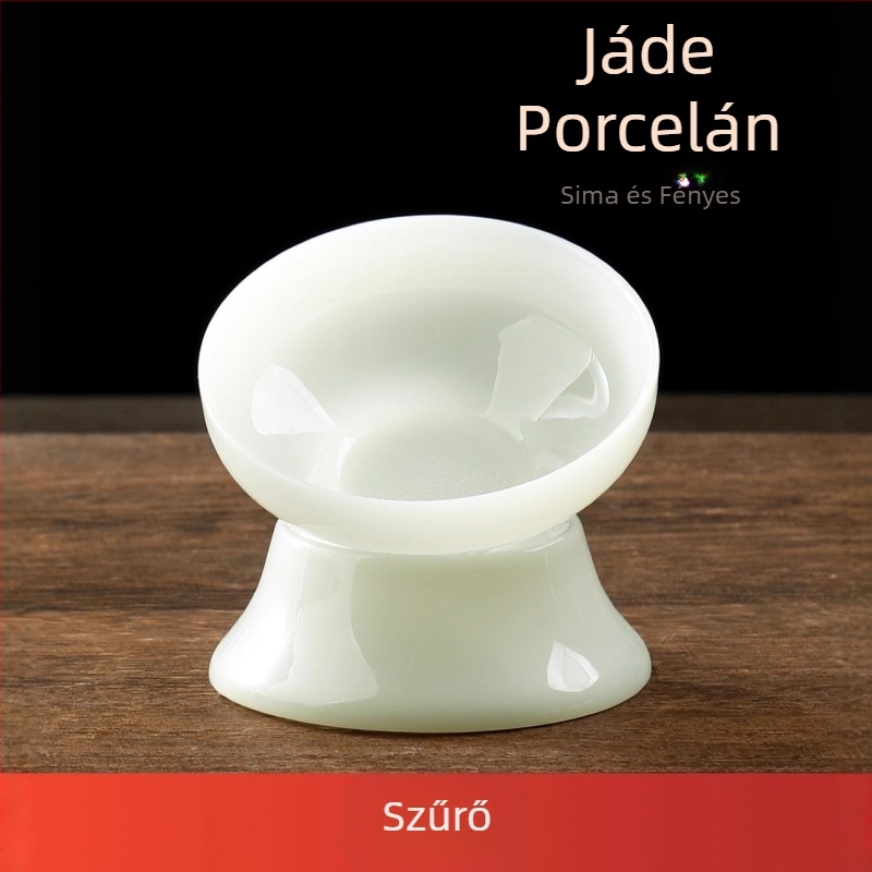 Jégfehér porcelán Gongfu teáskészlet, háromrészes fedeles tál