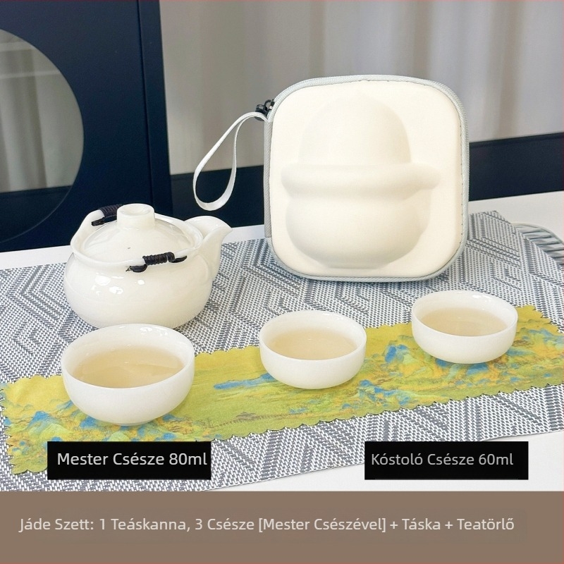 Jade Ruyi teáskészlet – kerámiából készült Gongfu teáskészlet otthoni használatra, ajándékdobozban